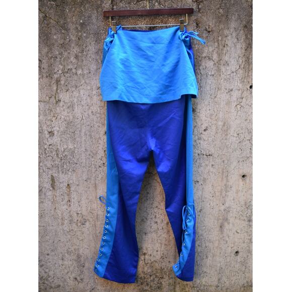 Tyler McGillivary Two-Tone Blue Lace-Up Flare Pants – Size L, NWT - Picture 2 of 6